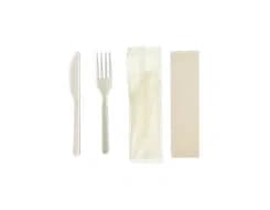 P14KFN-B | 6'' CPLA Cutlery Set, Compostable Bio Wrapper