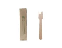 WF55-IWB | 5.5''  Disposable Wooden Fork, Individually Wrapped, Compostable