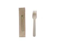 WF65-IWB | 6.5''  Disposable Wooden Fork, Individually Wrapped, Compostable