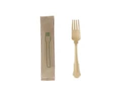 WF75-IWB | 7.5''  Disposable Wooden Fork, Individually Wrapped, Compostable
