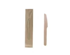 WK55-IWB | 5.5''  Disposable Wooden Knife, Individually Wrapped, Compostable