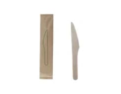 WK65-IWB | 6.5''  Disposable Wooden Knife Individually Wrapped, Compostable