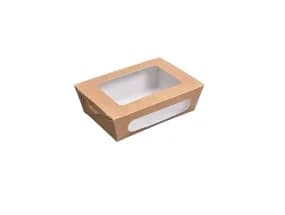 16760W | 760 ml Kraft Paper Salad Box with 2 Clear Windows