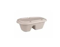 1204 | 1000 ml 2-Compartment Bagasse Lunch Box with Lid