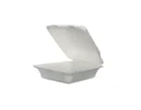 B026 | 8″ x 8″ Bagasse Clamshell Container