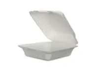 B025 | 9″ x 9″ Bagasse Clamshell Container