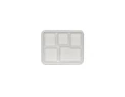 1215 | 10'' x 8'' 5-Compart. Bagasse School Tray
